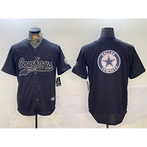 Dallas Cowboys Team Big Logo Black With Patch Cool Base Stitched Jersey