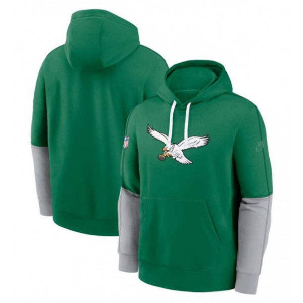 Philadelphia Eagles Kelly Green Throwback Logo Club Tri-Blend Pullover Hoodie