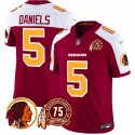 Washington Redskins #5 Jayden Daniels Burgundy White 2024 F.U.S.E. 75th Patch Throwback Vapor Limited Stitched Jersey
