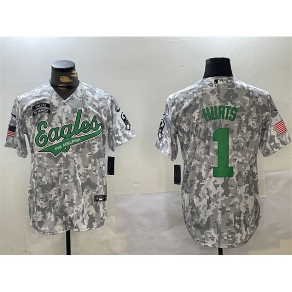Philadelphia Eagles #1 Jalen Hurts 2024 Arctic Camo Salute To Service Stitched Jersey