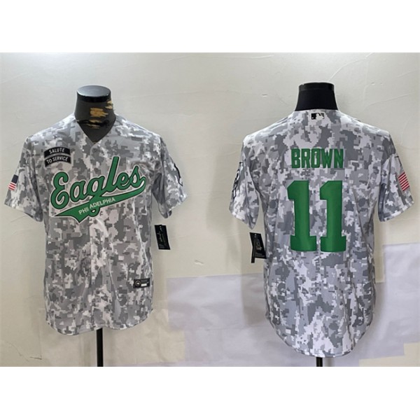 Philadelphia Eagles #11 A. J. Brown 2024 Arctic Camo Salute To Service Stitched Jersey