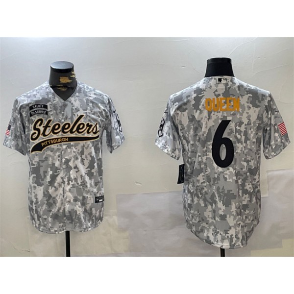 Pittsburgh Steelers #6 Patrick Queen 2024 Arctic Camo Salute To Service Stitched Jersey
