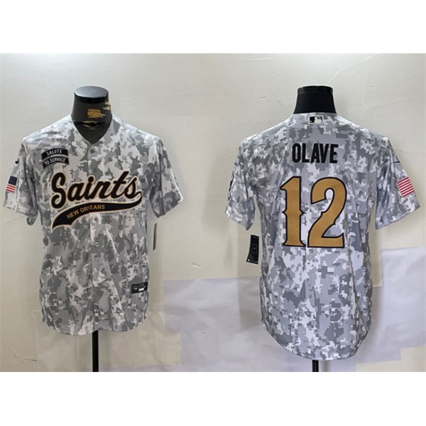 New Orleans Saints #12 Chris Olave 2024 Arctic Camo Salute To Service Stitched Jersey