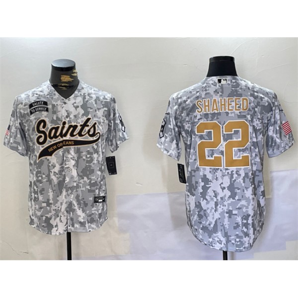 New Orleans Saints #22 Rashid Shaheed 2024 Arctic Camo Salute To Service Stitched Jersey
