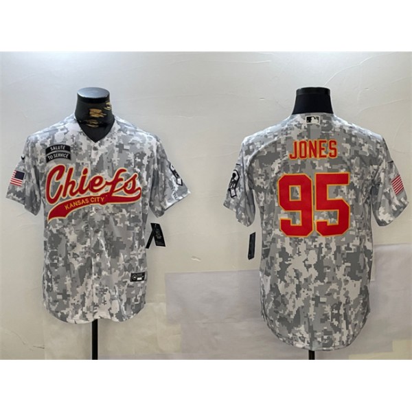 Kansas City Chiefs #95 Chris Jones 2024 Arctic Camo Salute To Service Stitched Jersey