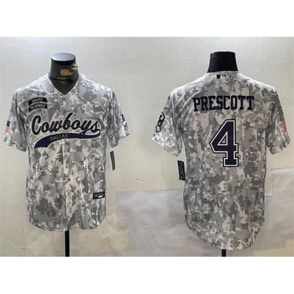 Dallas Cowboys #4 Dak Prescott 2024 Arctic Camo Salute To Service Stitched Jersey