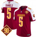 Washington Commanders #5 Jayden Daniels Burgundy White 2023 F.U.S.E. 90th Anniversary Vapor Limited Stitched Jersey