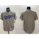 Los Angeles Dodgers Team Big Logo Gray 2024 World Series With No. 34 Patch Limited Stitched Jersey