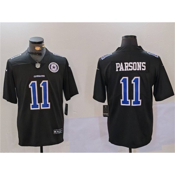 Dallas Cowboys #11 Micah Parsons Black Throwback With Patch Vapor Untouchable Limited Stitched Jersey