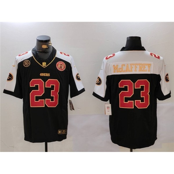 San Francisco 49ers #23 Christian McCaffrey Balck F.U.S.E. Golden Gate Bridge Patch Alternate With Patch Vapor Limited Stitched Jersey