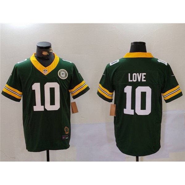 Green Bay Packers #10 Jordan Love Green 2023 F.U.S.E. With Patch Limited Stitched Jersey