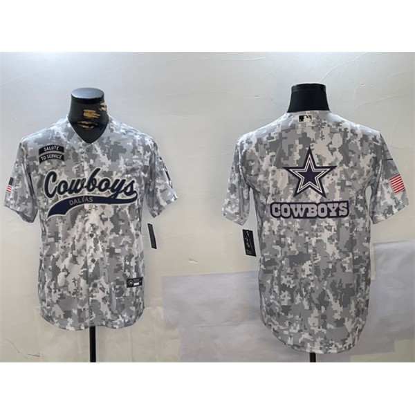 Dallas Cowboys Team Big Logo 2024 Arctic Camo Salute To Service Stitched Jersey
