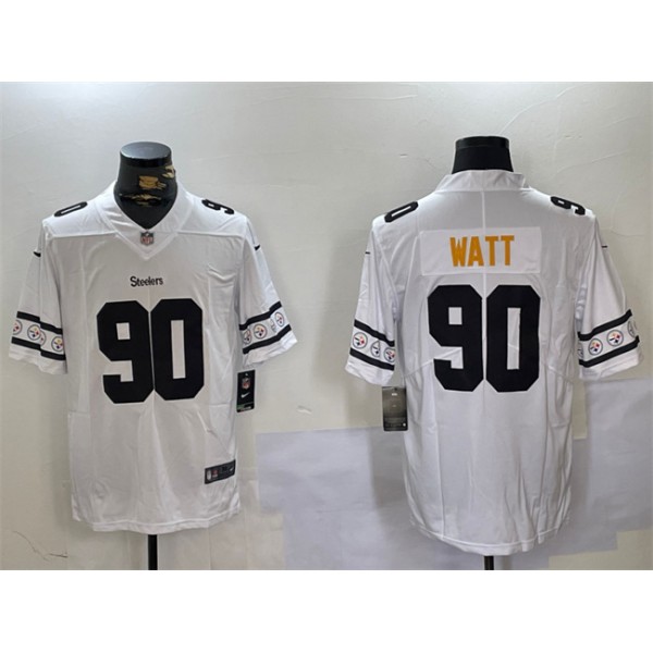 Pittsburgh Steelers #90 T.J. Watt White 2019 Team Logo Cool Edition Stitched Jersey