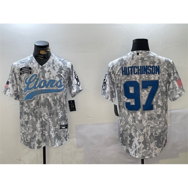Detroit Lions #97 Aidan Hutchinson 2024 Arctic Camo Salute To Service Stitched Jersey