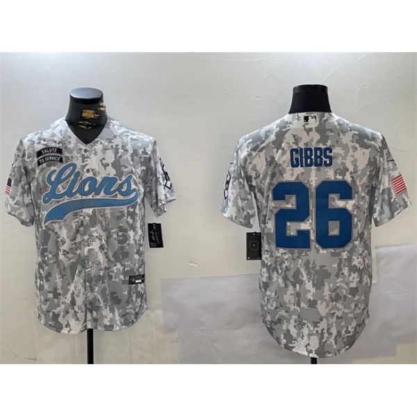 Detroit Lions #26 Jahmyr Gibbs 2024 Arctic Camo Salute To Service Stitched Jersey
