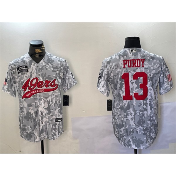 San Francisco 49ers #13 Brock Purdy 2024 Arctic Camo Salute To Service Stitched Jersey