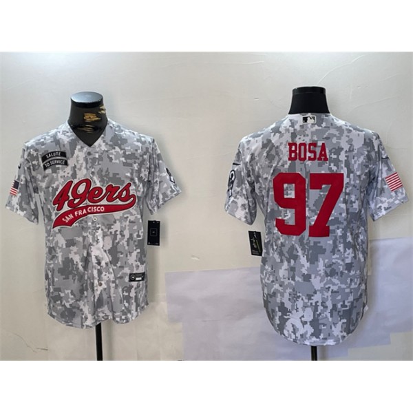 San Francisco 49ers #97 Nick Bosa 2024 Arctic Camo Salute To Service Stitched Jersey