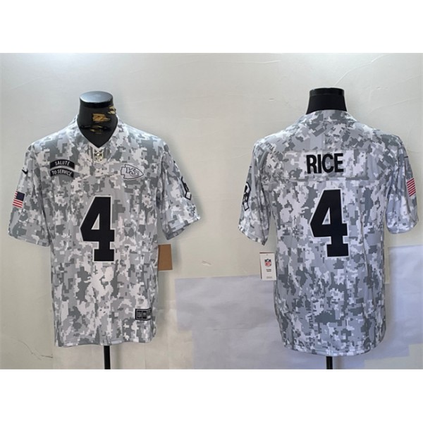 Kansas City Chiefs #4 Rashee Rice 2024 F.U.S.E. Arctic Camo Salute To Service Limited Stitched Jersey