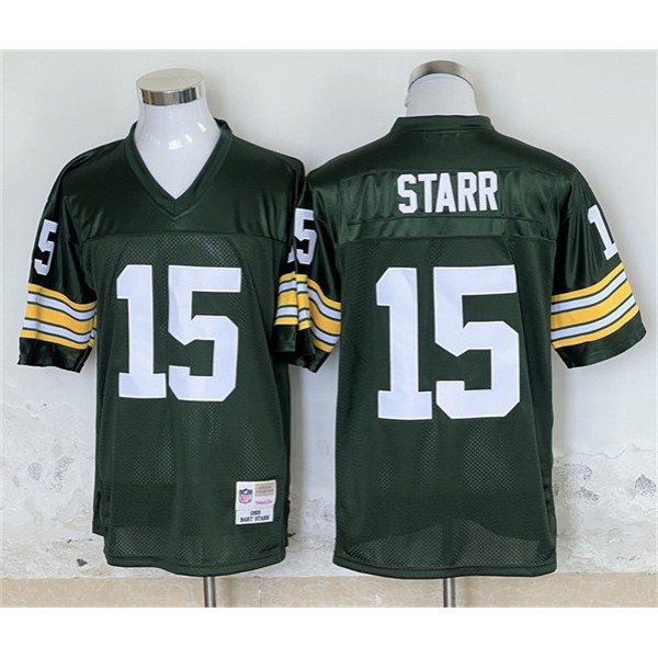 Green Bay Packers #15 Bart Starr Green Throwback Stitched Jersey