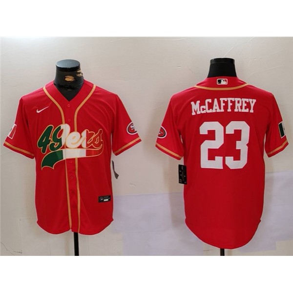 San Francisco 49ers #23 Christian McCaffrey Red Mexico With Patch Stitched Jersey