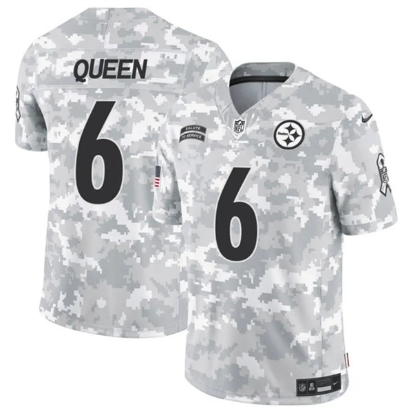 Pittsburgh Steelers #6 Patrick Queen Arctic Camo 2024 F.U.S.E. Salute To Service Limited Stitched Jersey