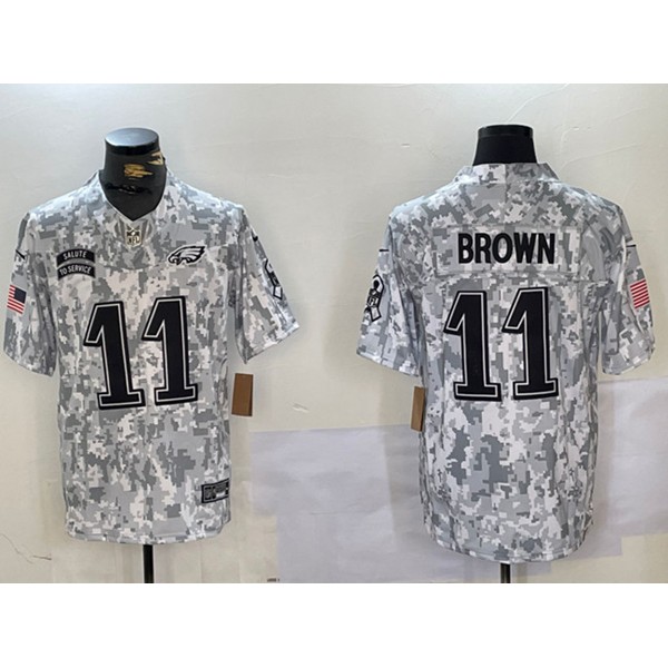 Philadelphia Eagles #11 A. J. Brown 2024 F.U.S.E Arctic Camo Salute To Service Limited Stitched Jersey