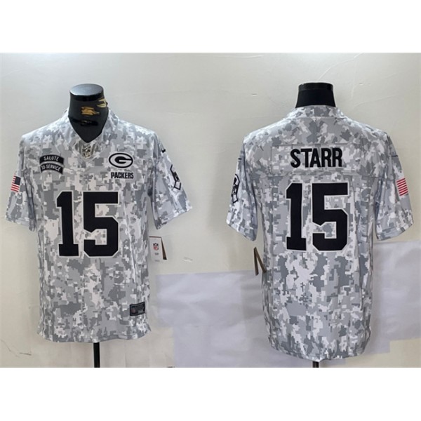 Green Bay Packers #15 Bart Starr 2024 F.U.S.E. Arctic Camo Salute To Service Limited Stitched Jersey