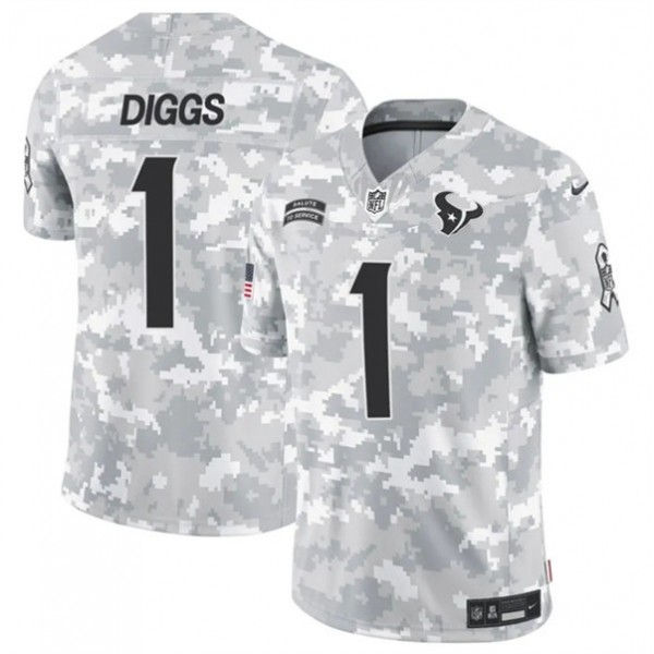 Houston Texans #1 Stefon Diggs Arctic Camo 2024 F.U.S.E. Salute To Service Limited Stitched Jersey