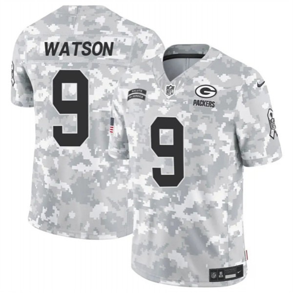 Green Bay Packers #9 Christian Watson Arctic Camo 2024 F.U.S.E. Salute To Service Limited Stitched Jersey