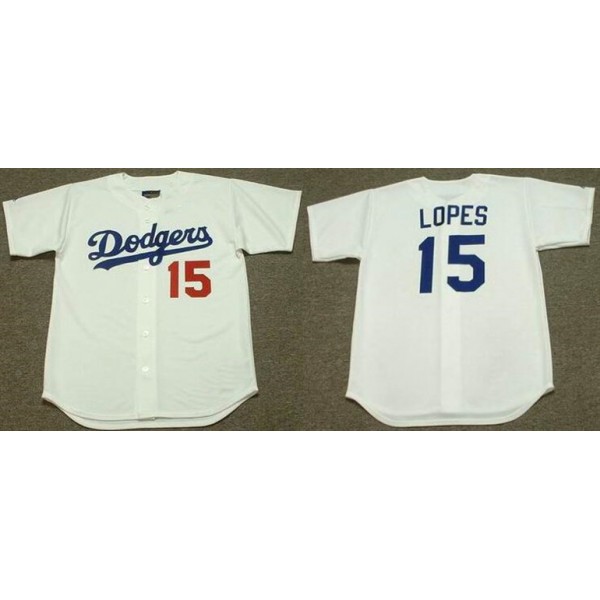 Los Angeles Dodgers #15 Davey Lopes White 1981 Throwback Stitched Jersey
