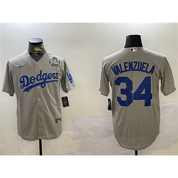 Los Angeles Dodgers #34 Toro Valenzuela Gray 2024 World Series Cool Base Stitched Jersey