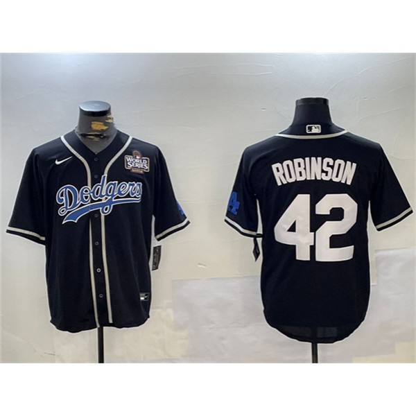 Los Angeles Dodgers #42 Jackie Robinson Black 2024 World Series Cool Base Stitched Jersey