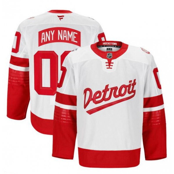 Detroit Red Wings Custom White Red 2024-25 Stadium Series Patch Stitched Jersey