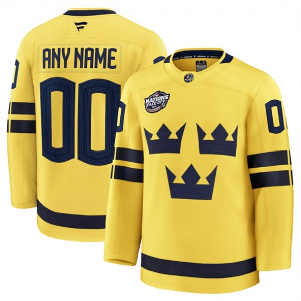 Sweden Custom Yellow 2025 4 Nations Face-Off Premium Stitched Jersey