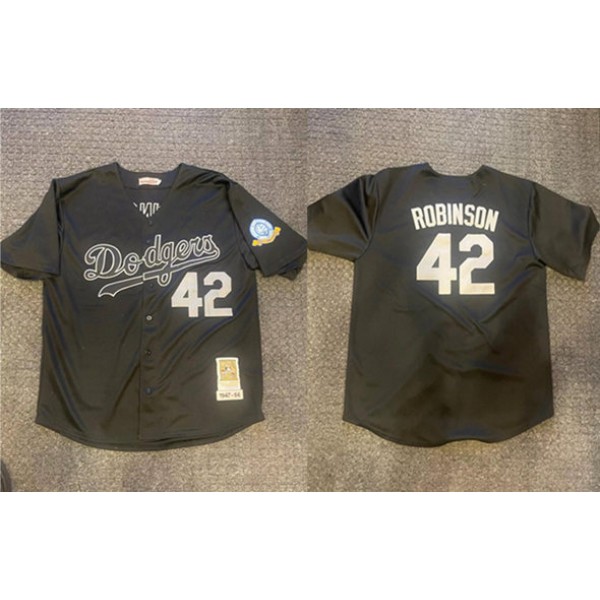 Los Angeles Dodgers #42 Jackie Robinson Black 1947-56 60th Anniversary Patch Stitched Jersey