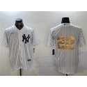 New York Yankees #22 Juan Soto White Gold Cool Base Stitched Jersey