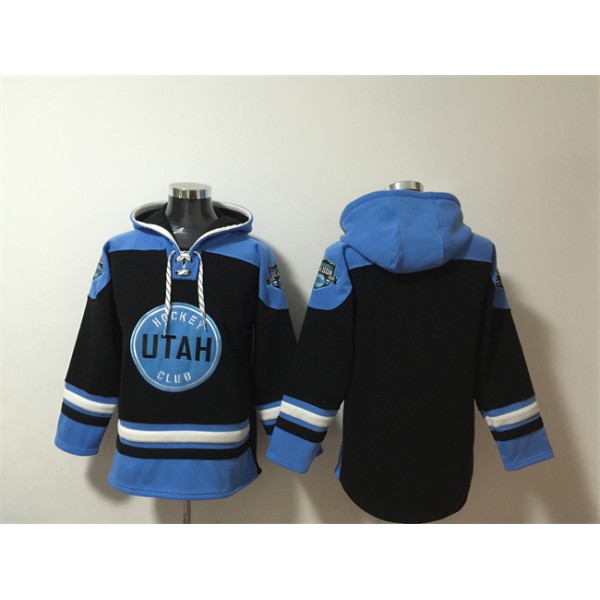 Utah Club Blank Black Blue Ageless Must-Have Lace-Up Pullover Hoodie