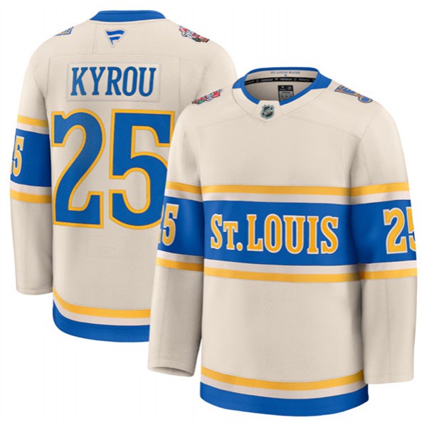 St. Louis Blues #25 Jordan Kyrou Cream 2024-25 Winter Classic Stitched Jersey