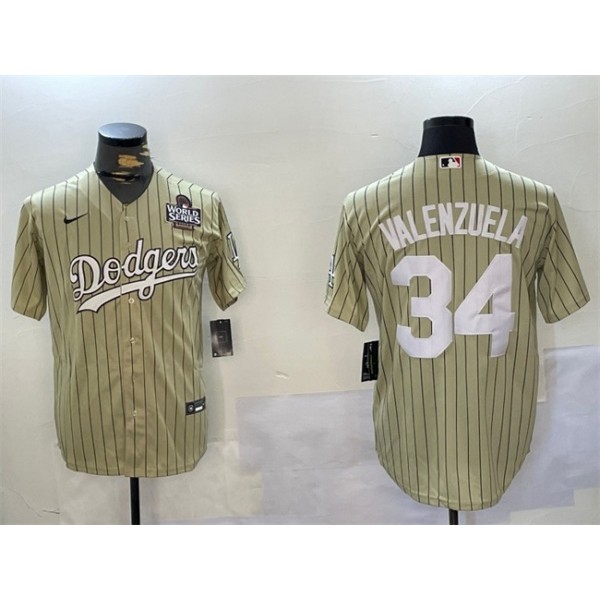 Los Angeles Dodgers #34 Fernando Valenzuela Cream 2024 World Series Cool Base Stitched Jersey
