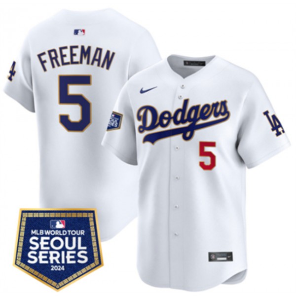 Los Angeles Dodgers #5 Freddie Freeman White 2024 World Tour Seoul Series Home Limited Stitched Jersey