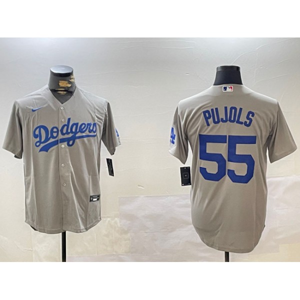 Los Angeles Dodgers #55 Albert Pujols Gray Cool Base Stitched Jersey