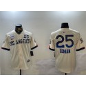 Los Angeles Dodgers #25 Tommy Edman Cream 2024 World Series With No. 34 Patch City Connect Limited Stitched Jersey