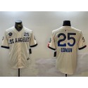 Los Angeles Dodgers #25 Tommy Edman Cream 2024 World Series With Fernando Memorial Patch City Connect Limited Stitched Jersey