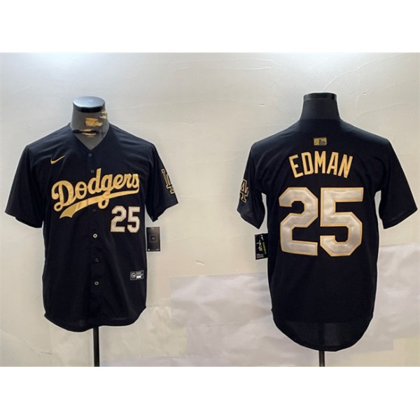 Los Angeles Dodgers #25 Tommy Edman Black Gold Limited Stitched Jersey