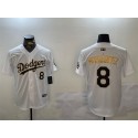 Los Angeles Dodgers #8 Enrique Hernández White Gold Home Limited Stitched Jersey
