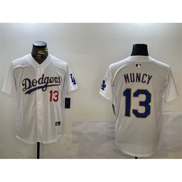 Los Angeles Dodgers #13 Max Muncy White Gold Home Limited Stitched Jersey