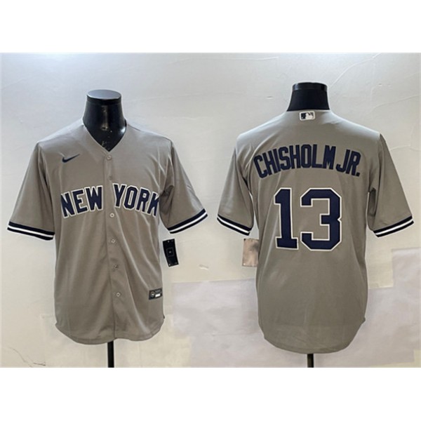 New York Yankees #13 Jazz Chisholm Jr. Gray Cool Base Stitched Jersey