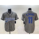 Los Angeles Dodgers #11 Roki Sasaki Gray With Patch Cool Base Stitched Jersey