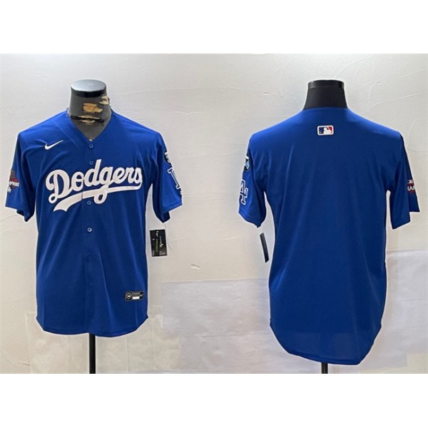 Los Angeles Dodgers Blank Royal 2024 World Series Champions With Fernando Memorial Patch Alternate Limited Stitched Jersey