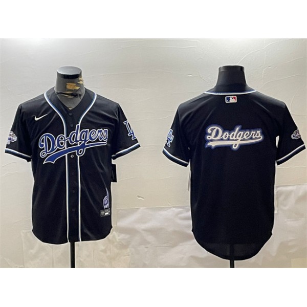Los Angeles Dodgers Team Big Logo Black 2024 World Series Champions Limited Stitched Jersey